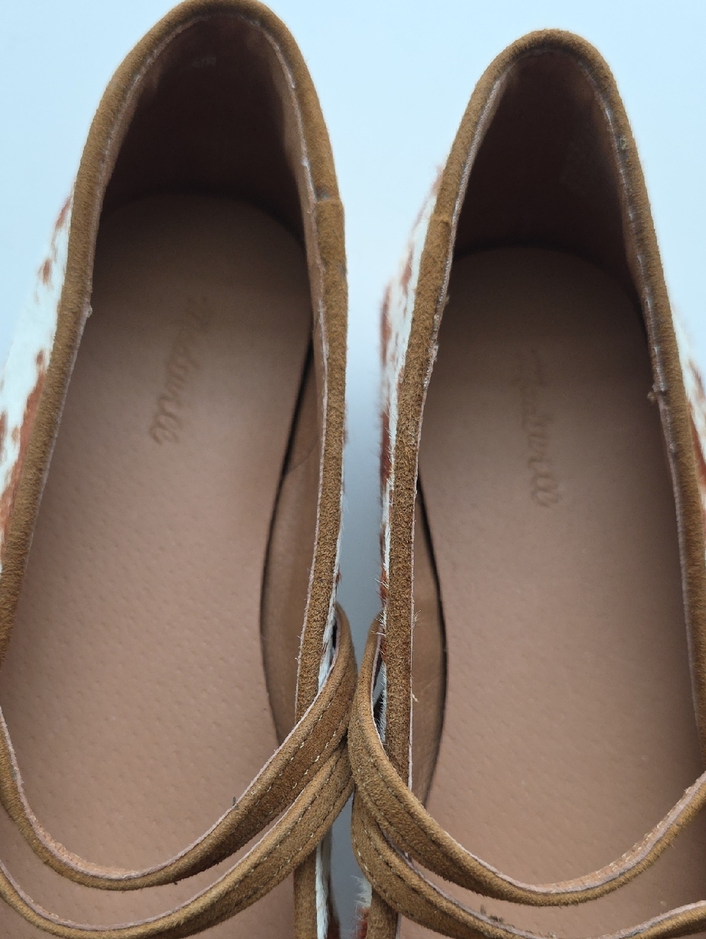 Madewell Greta  Strappy Ballete Flat Double Strap Calf Hair Rusett Multi Size 6 - Picture 5 of 12